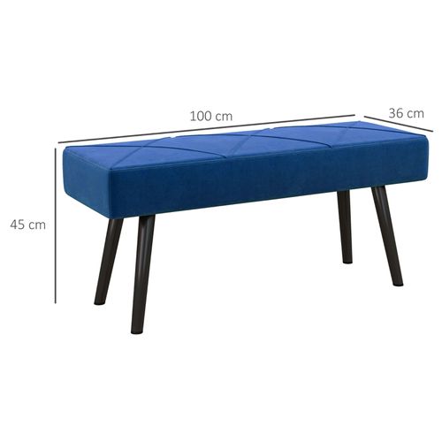Banc Avec Coffre De µRangement En Velours 100 Cm - Bleu