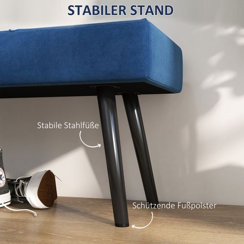 Banc Avec Coffre De µRangement En Velours 100 Cm - Bleu