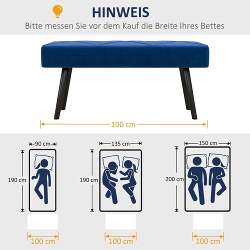 Banc Avec Coffre De µRangement En Velours 100 Cm - Bleu