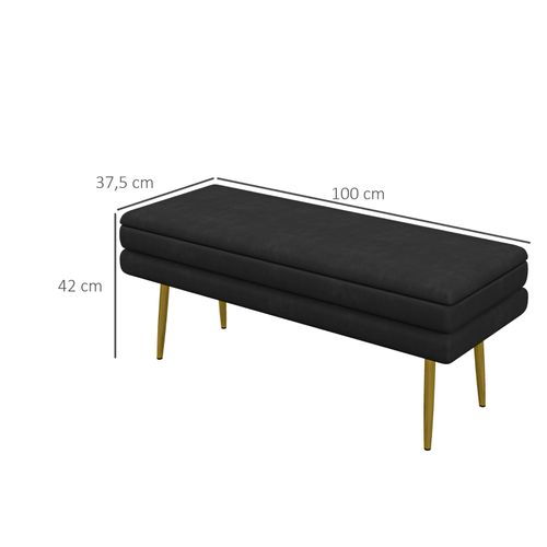 Banc Coffre En Velours Avec Pieds En Métal 80 Cm - Noir