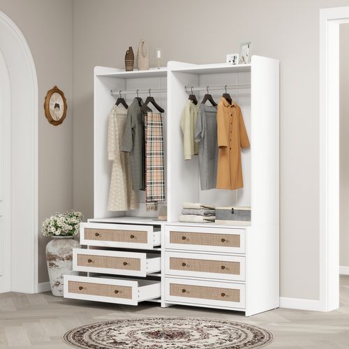 Armoire Blanche Avec 3 Tiroirs Style Boho Pour Chambre Et Séjour