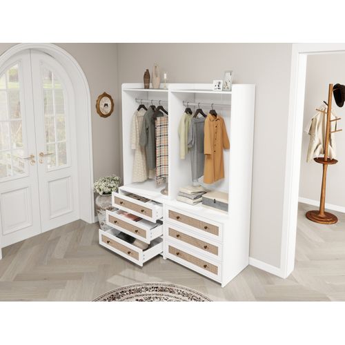 Armoire Blanche Avec 3 Tiroirs Style Boho Pour Chambre Et Séjour