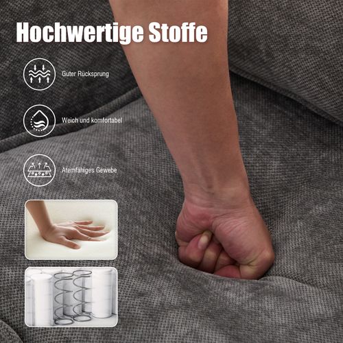 Canapé Double Moderne En Tissu Avec Rangement Et Porte Téléphone, Gris