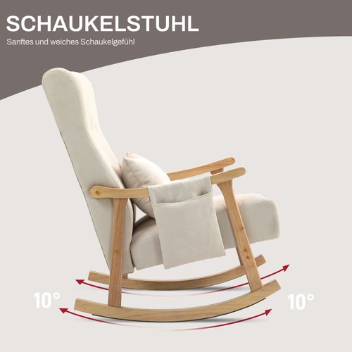 Fauteuil à Bascule Rembourré Avec Coussin Lombaire Et Rangement Latéral