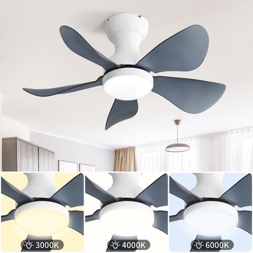 Ventilateur De Plafond 74 Cm LED Dimmable 5 Pales Transparentes Dc, Blanc