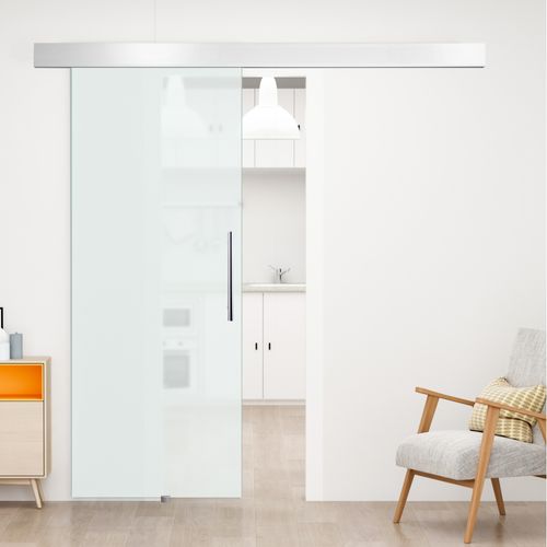 Porte Coulissante En Verre 2050x900 Mm Satinée Avec Kit Complet