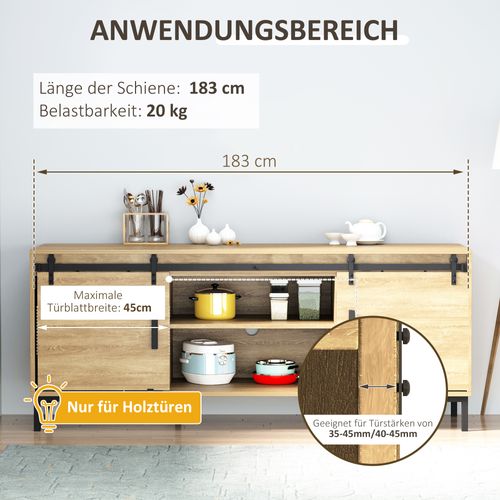 Kit De Quincaillerie Pour Portes Doubles 183 Cm En Acier Noir