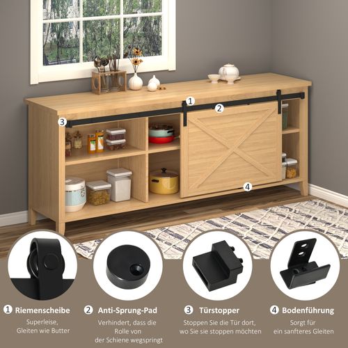 Kit De Quincaillerie Pour Porte Coulissante Simple 200 Cm Acier Noir