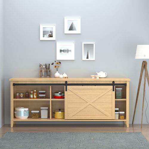 Kit De Quincaillerie Pour Porte Coulissante Simple 183 Cm Acier Noir