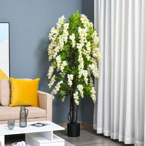 Glycine Artificielle Blanche 165 Cm En Pot Pour Intérieur Et Extérieur