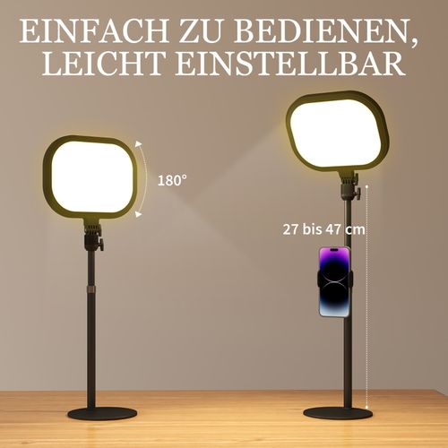 Lampe De Table LED Avec Support Téléphone, 5 Couleurs Et 10 Intensités, Métal Noir