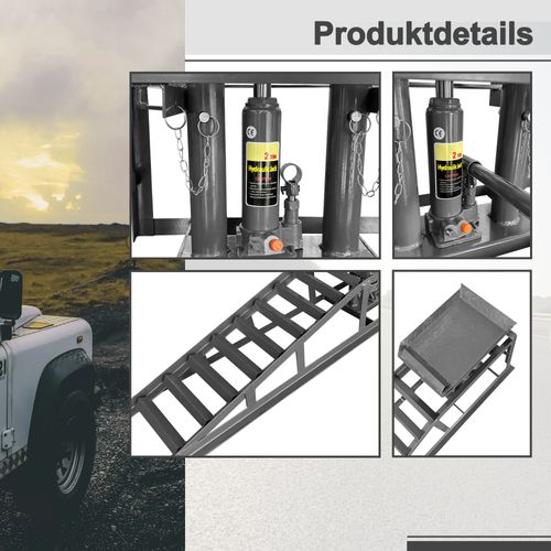 Lot De 2 Rampes De Levage Voiture Réglables En Acier 2000 Kg Gris