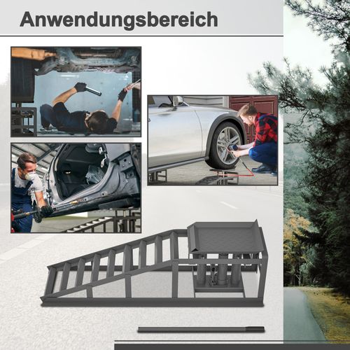 Lot De 2 Rampes De Levage Voiture Réglables En Acier 2000 Kg Gris