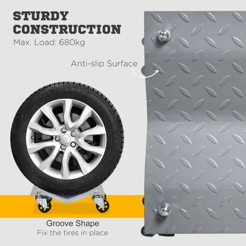 Lot De 2 Chariots De Levage Auto 680 Kg Avec Roulettes Pivotantes