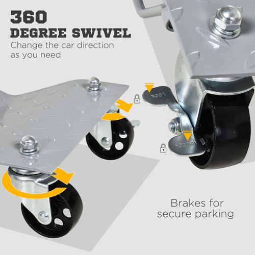 Lot De 2 Chariots De Levage Auto 680 Kg Avec Roulettes Pivotantes