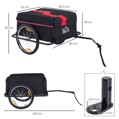 Remorque Vélo Cargo Pliable 40 Kg Noir Et Rouge, Robuste Et Pratique