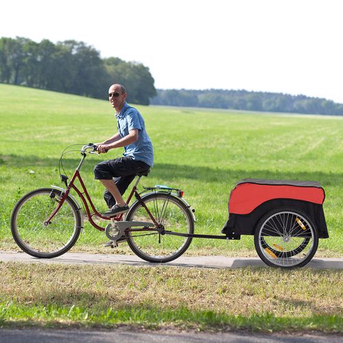 Remorque Vélo Cargo Pliable 40 Kg Rouge Et Noir, Pratique Et Robuste