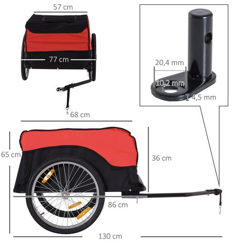 Remorque Vélo Cargo Pliable 40 Kg Rouge Et Noir, Pratique Et Robuste