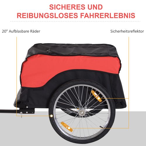 Remorque Vélo Cargo Pliable 40 Kg Rouge Et Noir, Pratique Et Robuste