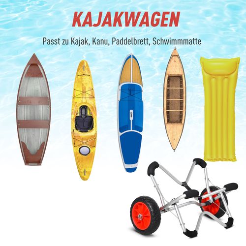 Chariot Pliable En Aluminium Pour Kayak Et Cano毛 Avec Roues Pu 75 Kg