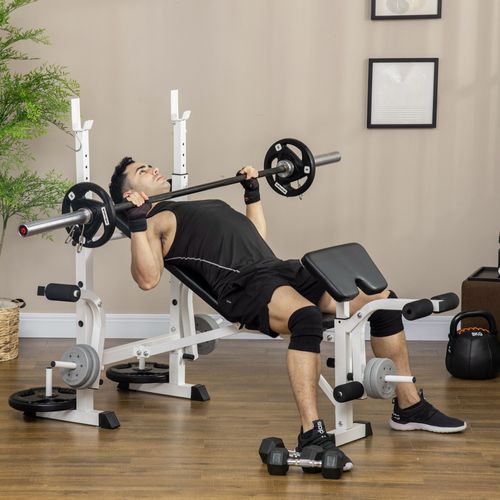 Banc De Musculation Multifonction Avec Presse Jambes Et Support Haltères