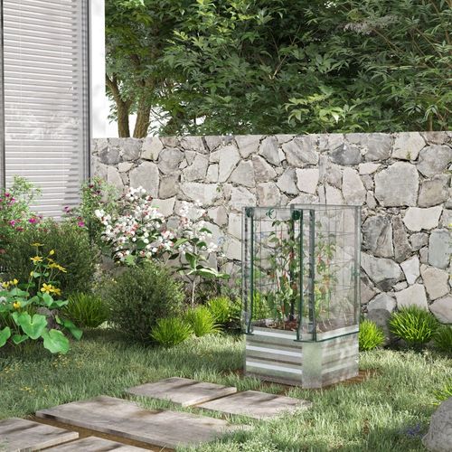 Mini Serre Avec Treillis Et Bac à Plantes 53x53x90 Cm Pour Balcon Et Jardin