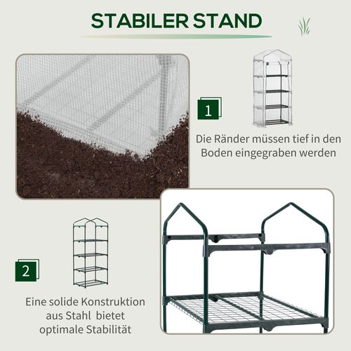 Mini Serre En Plastique Avec 4 Étagères 70x50x160 Cm Pour Balcon Et Jardin