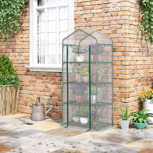 Mini Serre En Plastique Avec 4 Étagères 70x50x160 Cm Pour Balcon Et Jardin