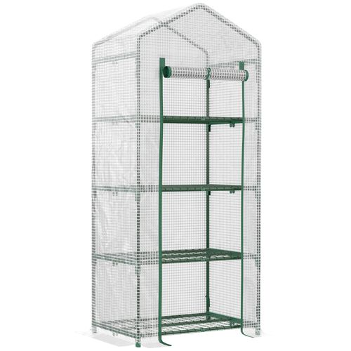 Mini Serre En Plastique Avec 4 Étagères 70x50x160 Cm Pour Balcon Et Jardin