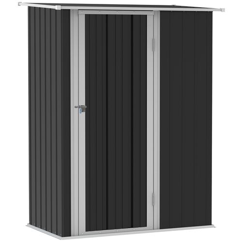Abri De Jardin En Acier Avec Porte, 142x84x189 Cm, Gris Foncé