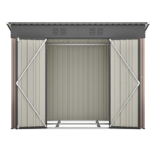 Abri De Jardin Métallique 8x4 Ft Brun Avec Fondation En Métal