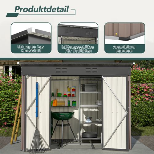 Abri De Jardin Métallique 8x4 Ft Brun Avec Fondation En Métal