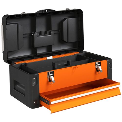 Mini Coffret à Outils Orange Avec Tiroir Et Plateau Supérieur 49,7x25,3x23 Cm