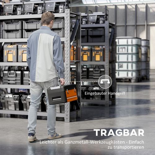 Mini Coffret à Outils Orange Avec Tiroir Et Plateau Supérieur 49,7x25,3x23 Cm