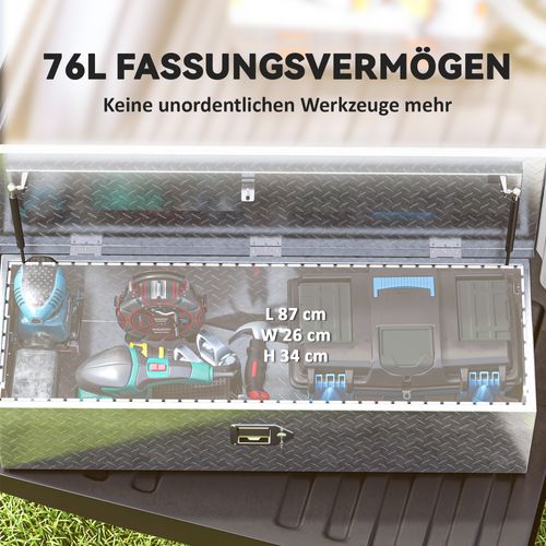 Coffre à Outils Aluminium Lkw Avec Poignée, Serrure Et Clés 99x33x25,5 Cm