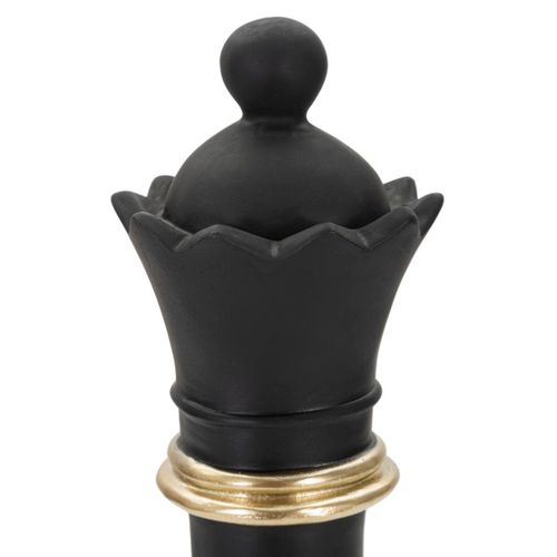 Sculpture Décorative Reine D’échecs Métal Noir Et Doré 25,5 Cm