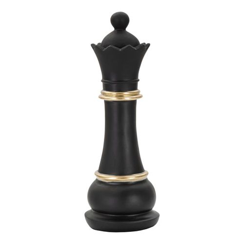 Sculpture Décorative Reine D’échecs Métal Noir Et Doré 25,5 Cm