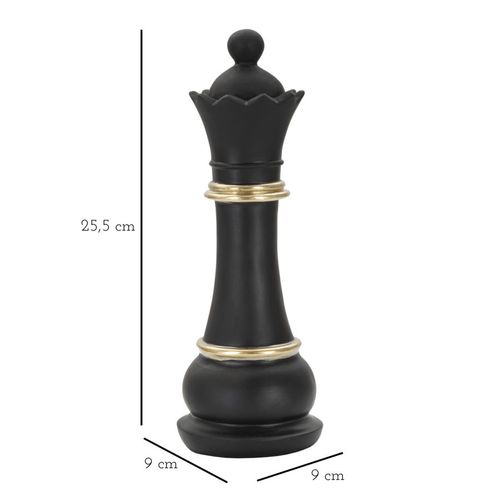 Sculpture Décorative Reine D’échecs Métal Noir Et Doré 25,5 Cm