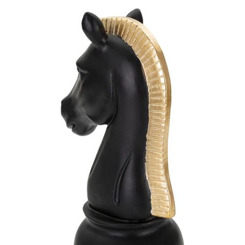 Sculpture Décorative Cavalier D’échecs Métal Noir Et Doré 19 Cm