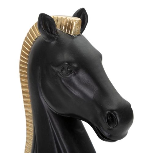 Sculpture Décorative Cavalier D’échecs Métal Noir Et Doré 19 Cm