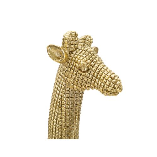 Sculpture Girafe Debout Métal Doré Motif Élégant 40 Cm