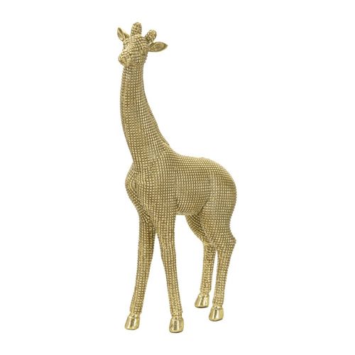 Sculpture Girafe Debout Métal Doré Motif Élégant 40 Cm