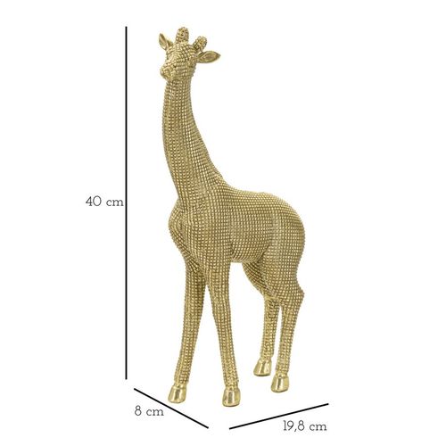 Sculpture Girafe Debout Métal Doré Motif Élégant 40 Cm