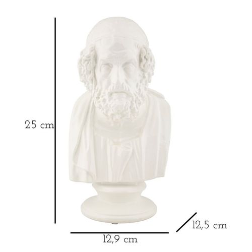 Buste Décoratif Sage Blanc Représentant Un Vieil Homme 25 Cm