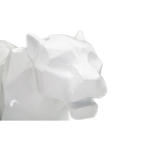 Statue Panthère Blanche Design Cubiste 70 Cm