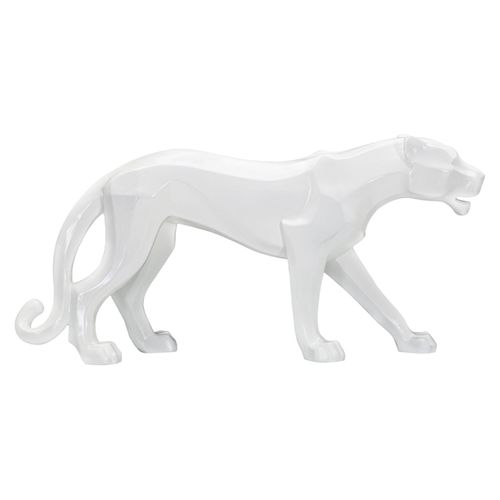 Statue Panthère Blanche Design Cubiste 70 Cm