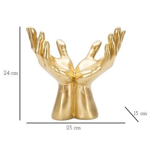 Statue Mains Dorées Jointes Peace 25 Cm