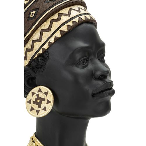 Statue Tête Femme Massai Avec Bijoux 45 Cm