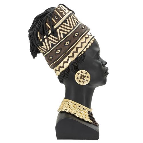Statue Tête Femme Massai Avec Bijoux 45 Cm