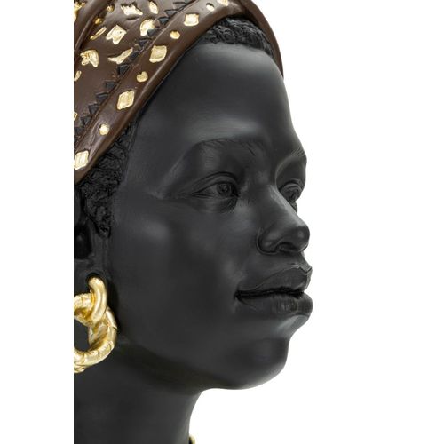 Statue Tête Femme Massai Avec Bijoux 30 Cm